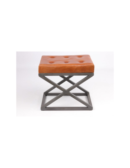 Tabouret en cuir et métal
