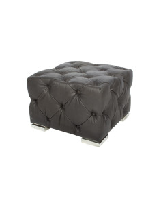 Pouf cube gris capitonné en...