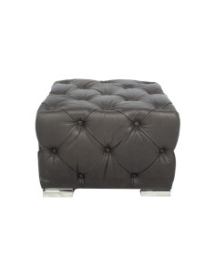 Pouf cube gris capitonné en... 2