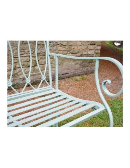 Banc de jardin en métal vert pistache Bouton