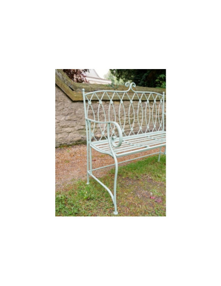 Banc de jardin en métal vert pistache Bouton