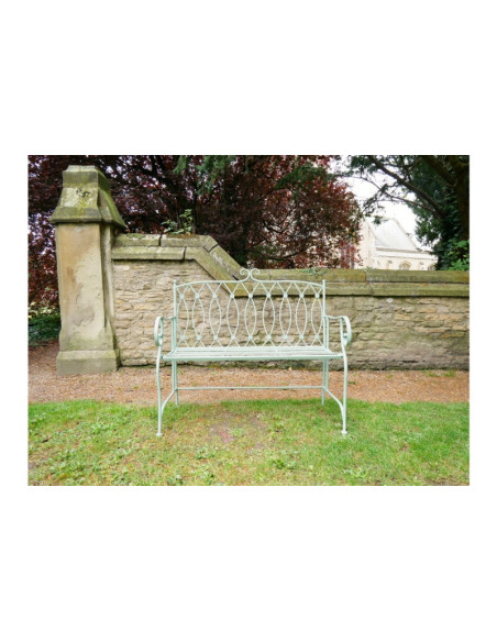 Banc de jardin en métal vert pistache Bouton