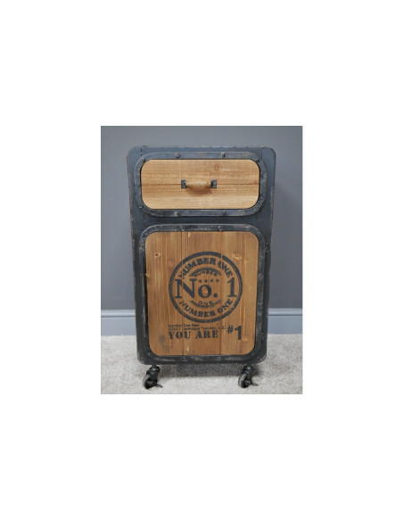 Table de chevet style indus en métal et bois