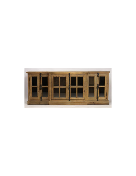 Enfilade en pin recyclé vitrée