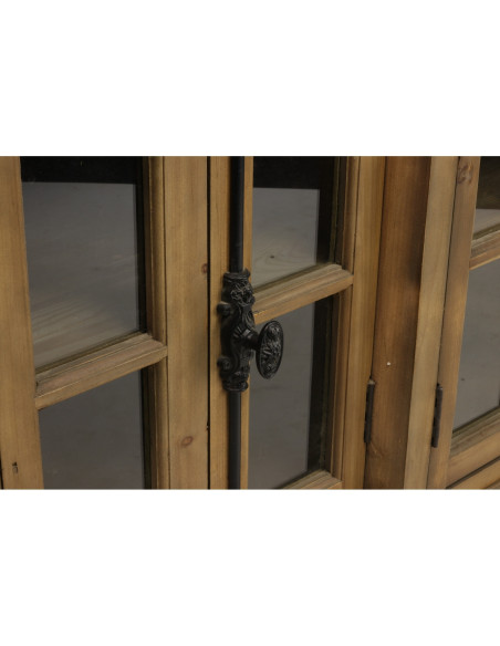 Enfilade en pin recyclé vitrée