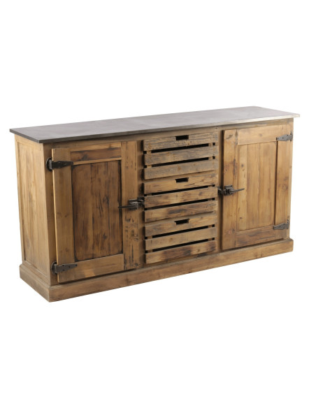 Buffet industriel avec cagettes