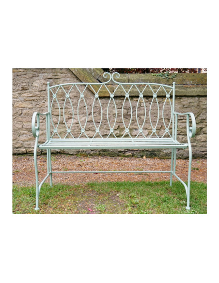 Banc de jardin en métal vert pistache Bouton