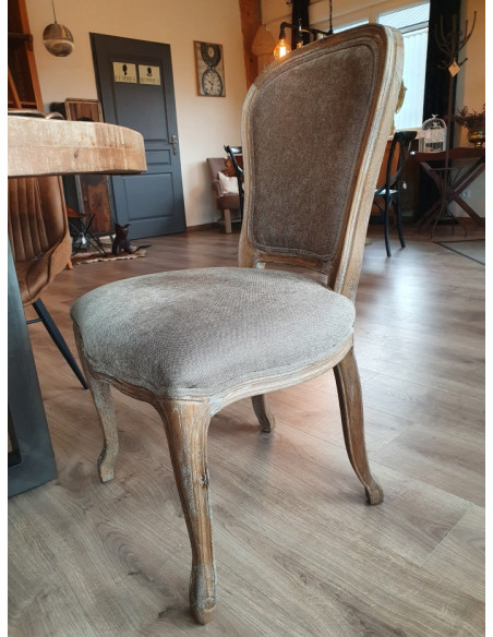 Chaise Amélie en chêne et tissu