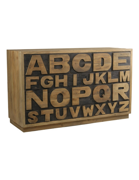Buffet alphabet en pin vieilli