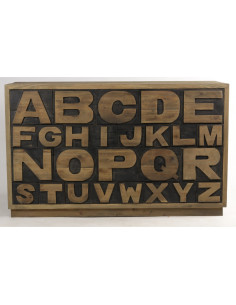 Buffet alphabet en pin vieilli 2