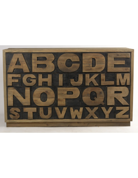Buffet alphabet en pin vieilli