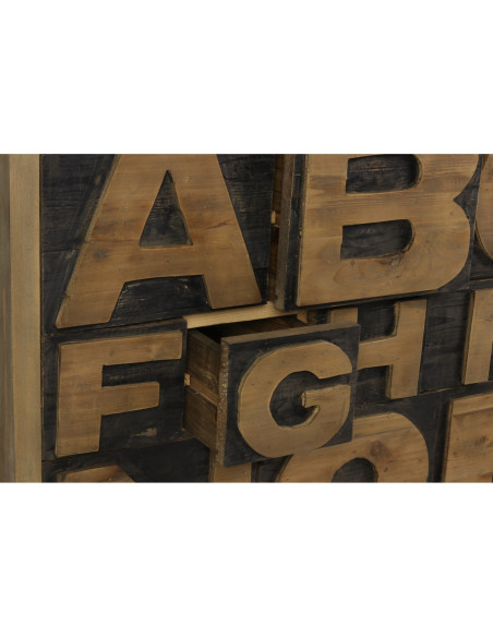 Buffet alphabet en pin vieilli