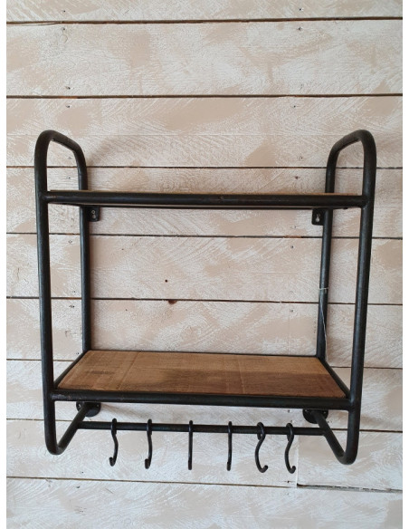 Etagère murale double avec crochets