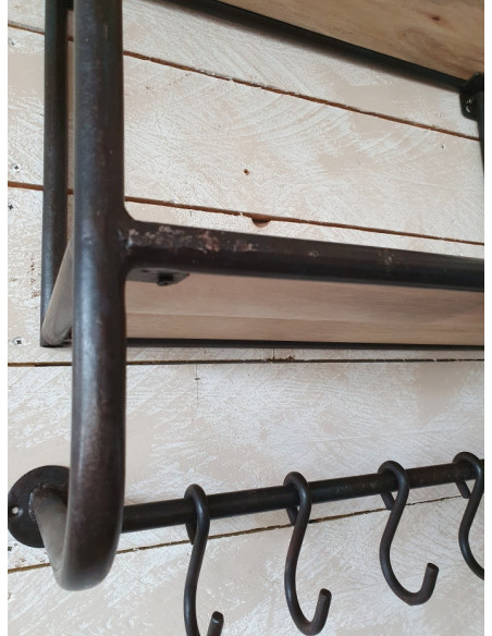 Etagère murale double avec crochets