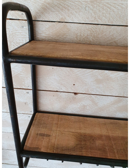 Etagère murale double avec crochets