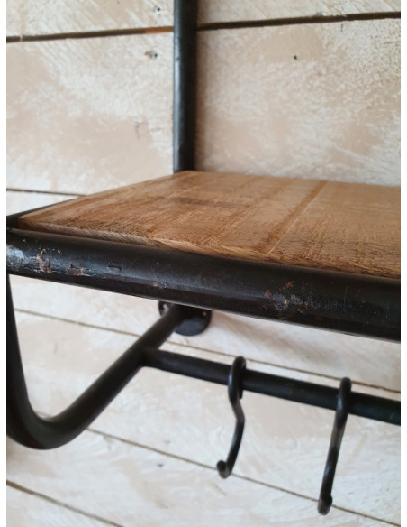 Etagère murale double avec crochets
