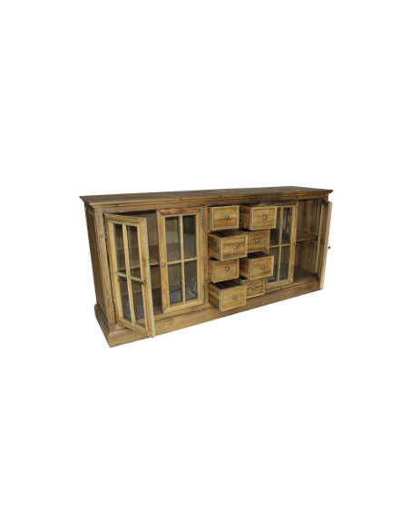 Enfilade en bois avec portes vitrées et tiroirs