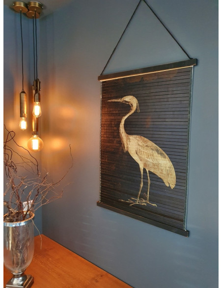 Déco murale rectangulaire Grue Cendrée