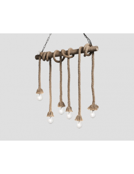 Lustre en bois et corde de chanvre