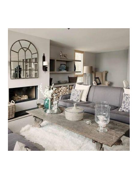 Miroir métal en fer forgé multi fenêtre 122 cm H