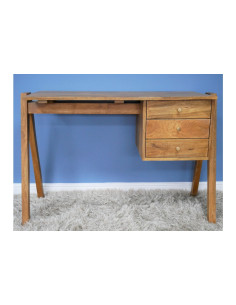 Bureau bois massif 3 tiroirs 2