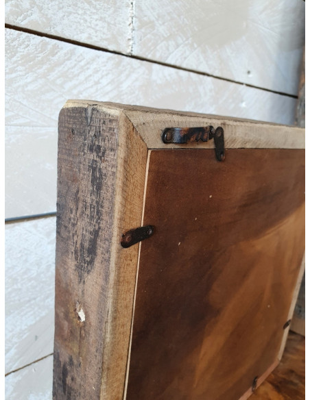 Miroir en bois rustique avec encadrement large