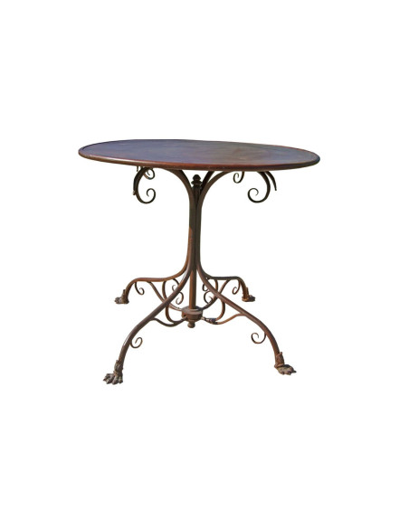 Table de jardin ronde en fer forgé Grassin diamètre 1 m