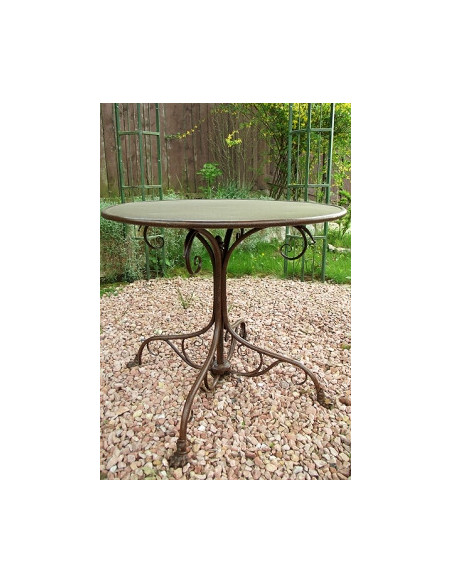 Table de jardin ronde en fer forgé Grassin diamètre 1 m