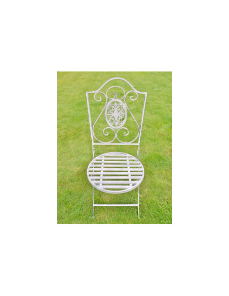 Ensemble de jardin avec 2 chaises pliables en métal vieilli