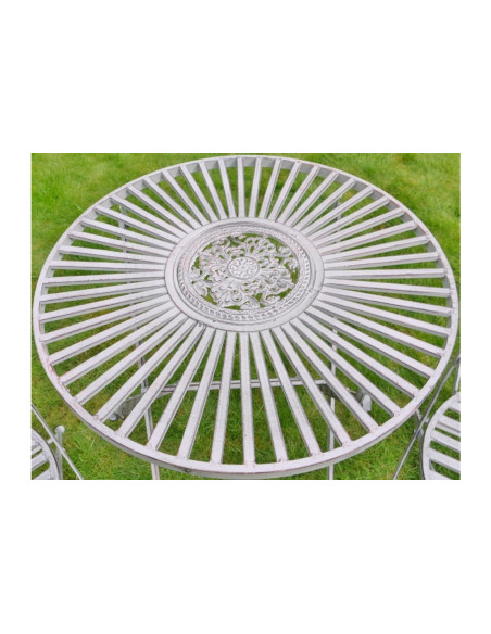 Ensemble de jardin avec 2 chaises pliables en métal vieilli