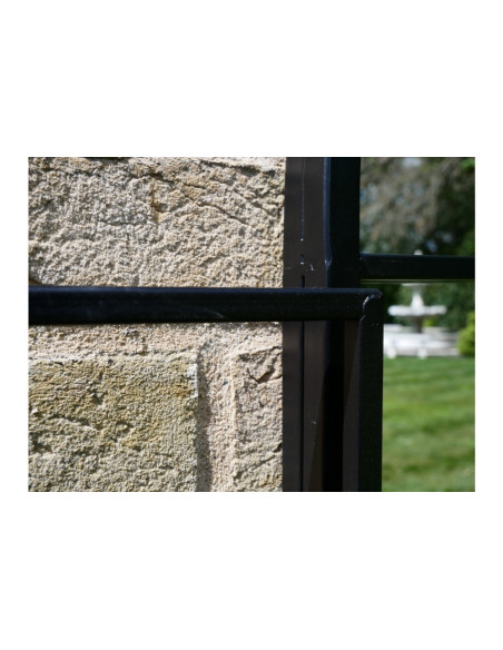 Miroir fenêtre en métal noir 2 vantaux