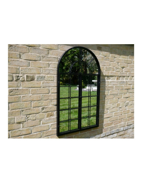 Miroir fenêtre en métal noir 2 vantaux