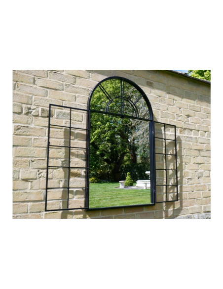 Miroir fenêtre en métal noir 2 vantaux