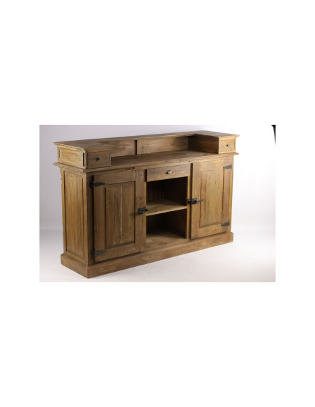 Bar comptoir en bois massif recyclé avec porte style glacière