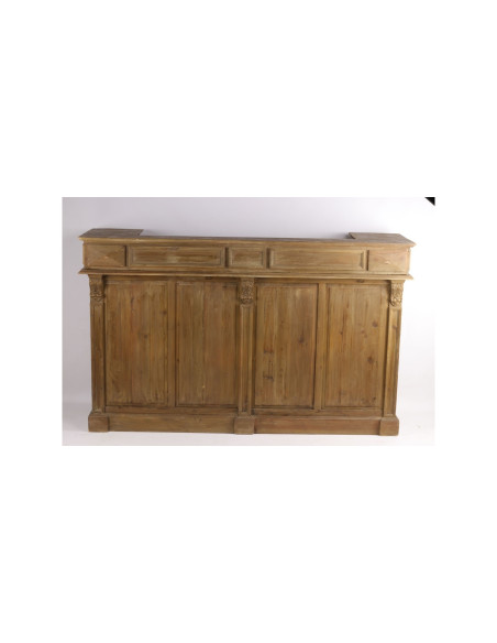 Bar comptoir en bois massif recyclé avec porte style glacière