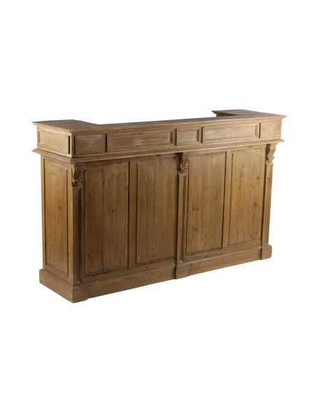 Bar comptoir en bois massif recyclé avec porte style glacière