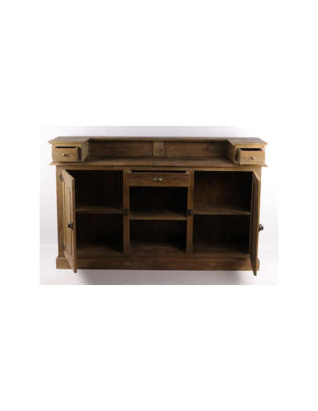 Bar comptoir en bois massif recyclé avec porte style glacière