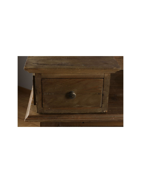 Bar comptoir en bois massif recyclé avec porte style glacière