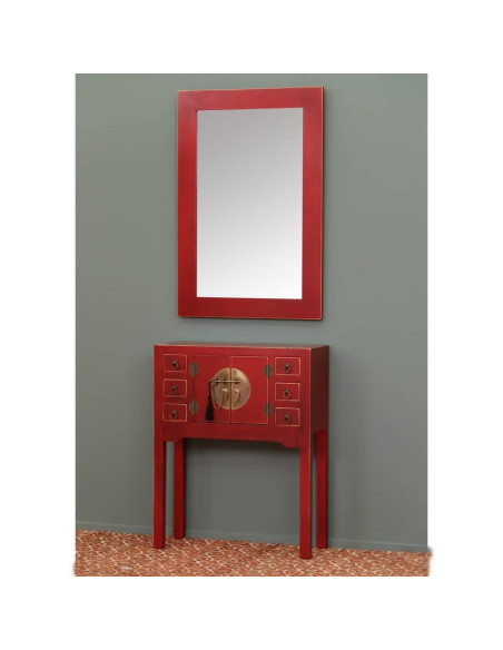 Petite console chinoise en bois Rouge