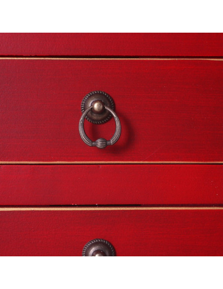 Console 4 portes et 3 tiroirs style Chinois Rouge
