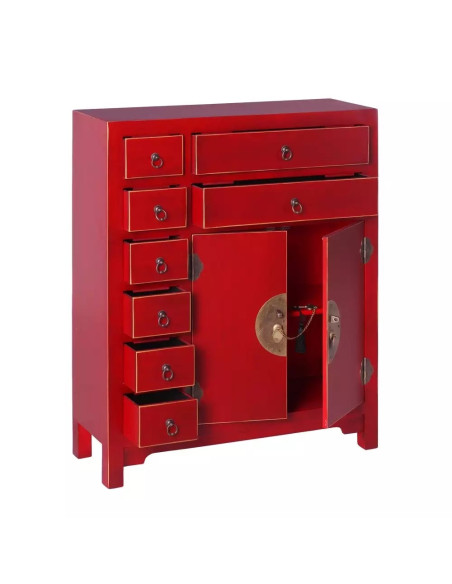 Meuble buffet chinois en bois Rouge