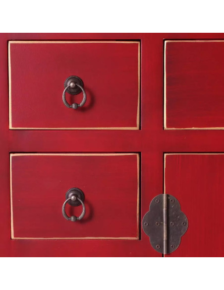 Meuble buffet chinois en bois Rouge