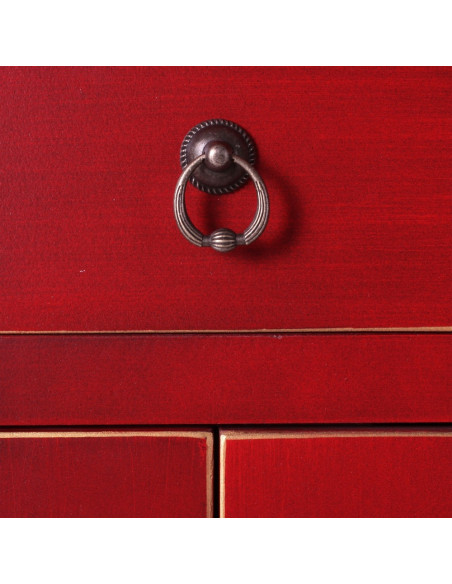Armoire asiatique 4 portes 3 tiroirs Rouge