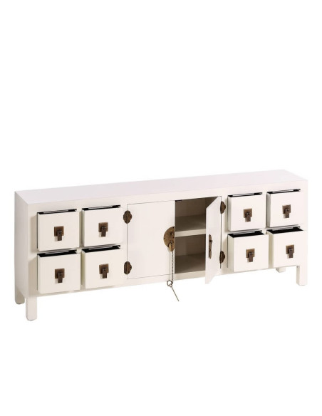 Meuble TV asiatique en bois Blanc