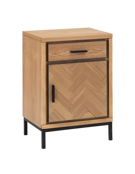 Table de chevet bois et noir moderne