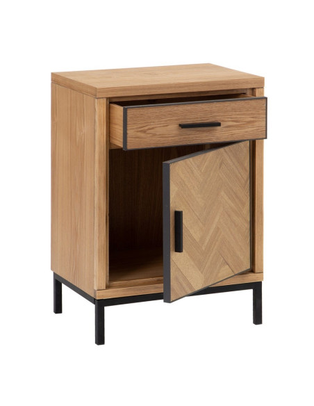 Table de chevet bois et noir moderne