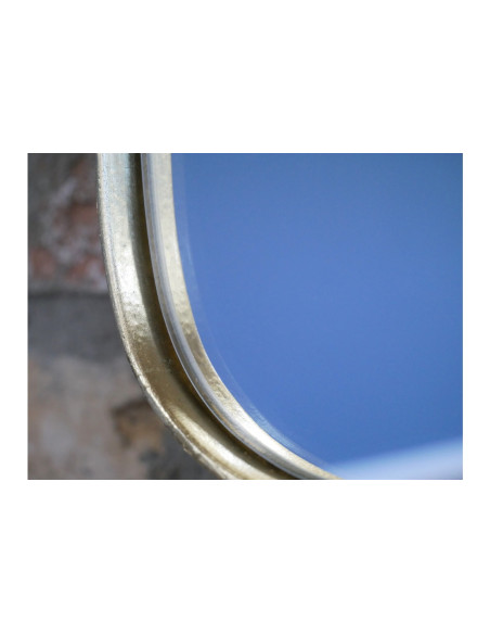 Miroir carré en métal doré avec bouts arrondis