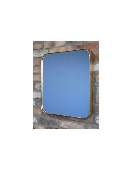 Miroir carré en métal doré avec bouts arrondis