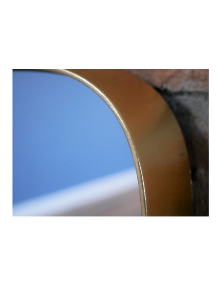 Miroir carré en métal doré avec bouts arrondis