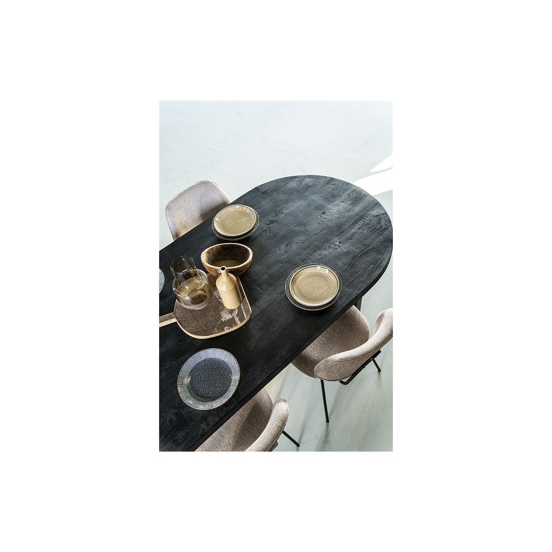 Grande table de repas ovale noire Denzel 240cm